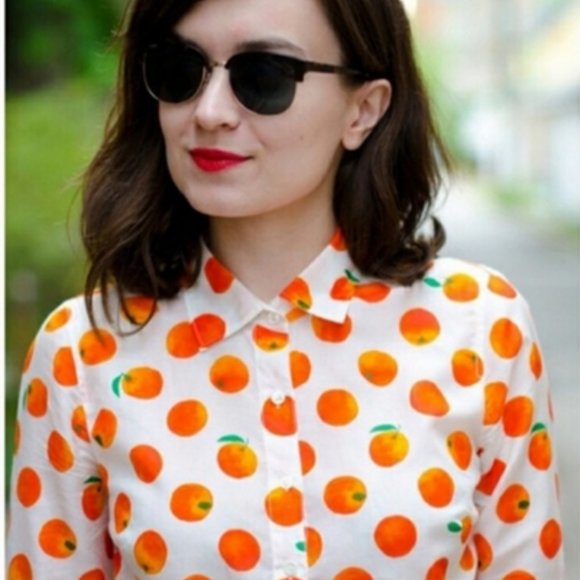 J. Crew Tops - J.Crew Perfect Shirt In Orange Citrus Print